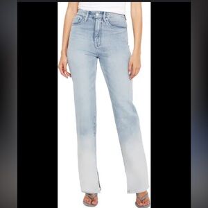 Good American Good Boy High Waist Side Slit Raw Hem Jeans Size 27